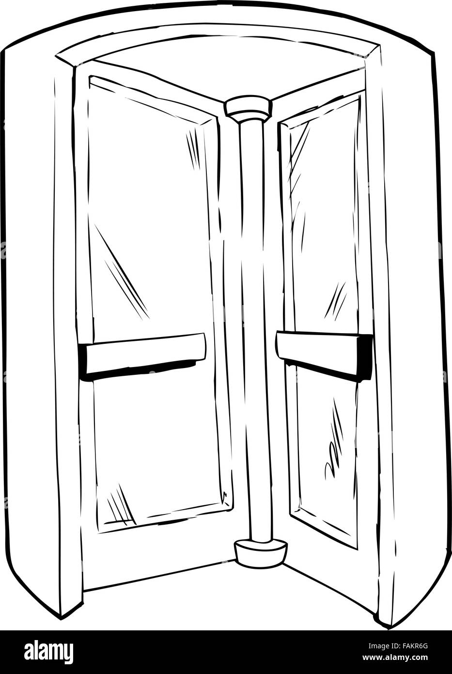 Outilned illustration of revolving door in doorway Stock Vector Image