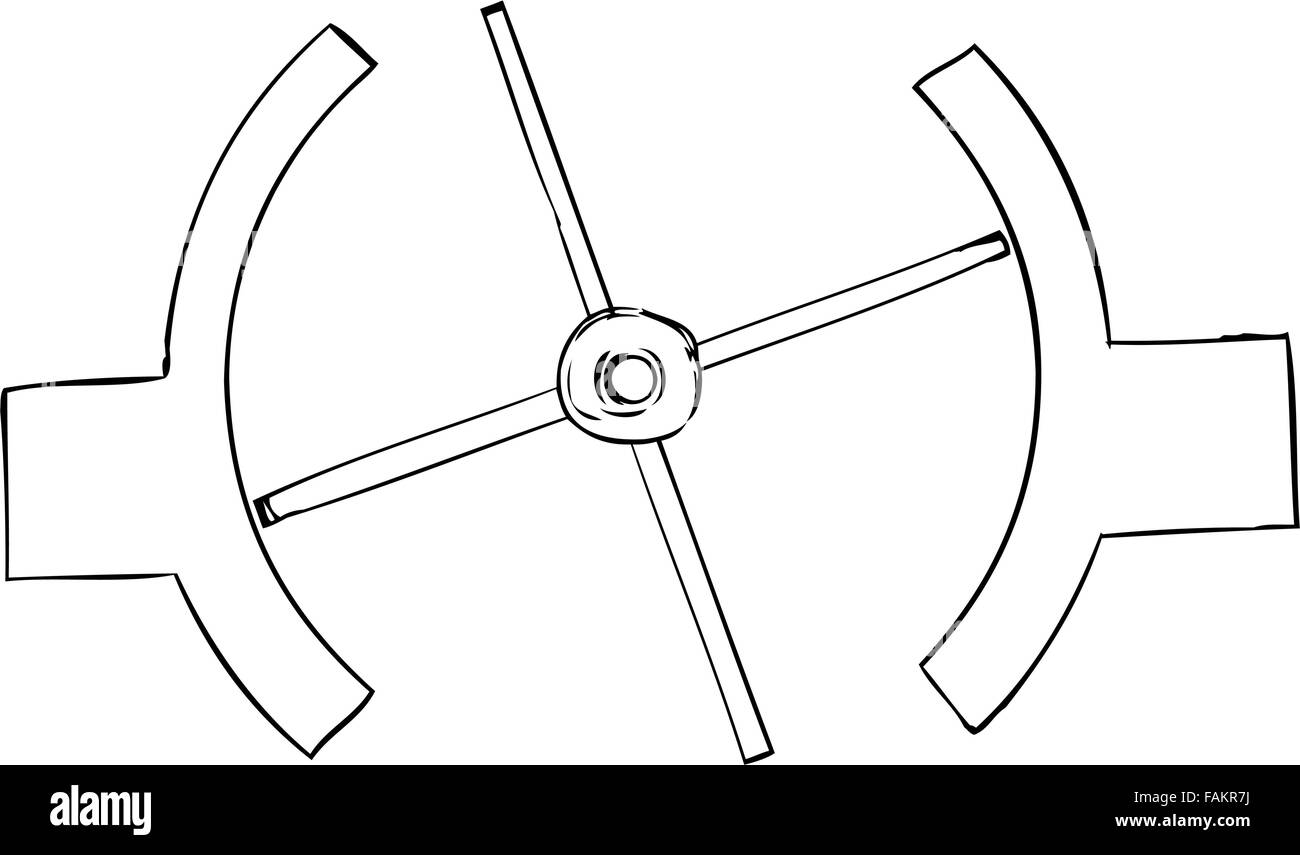 Illustration outline of birds eye view of revolving door Stock Vector