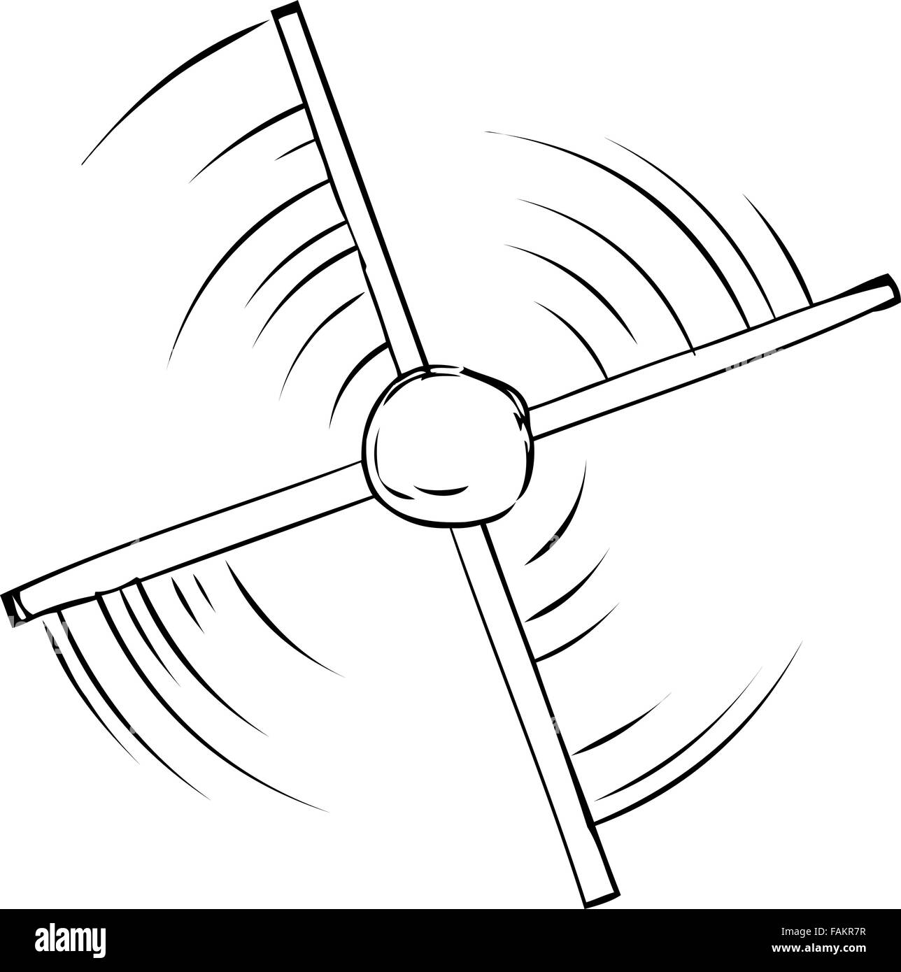 Top down outline view of spinning propeller cartoon Stock Vector Image
