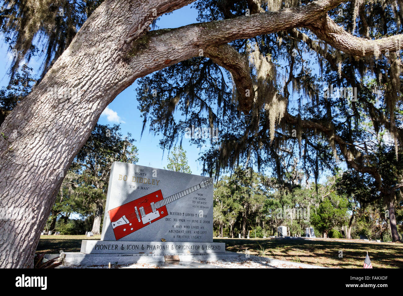 Florida Bronson Bronson Cemetery Bo Diddley burial site grave Stock