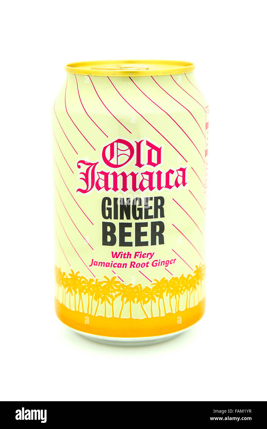 Can Of Old Jamaica Ginger Beer on a white background Stock Photo