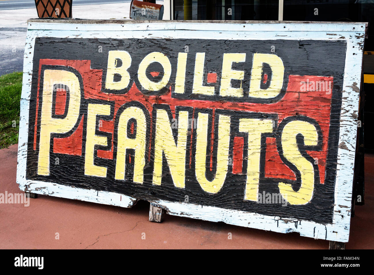 Florida Wildwood,roadside,sign,boiled peanuts,hand painted,visitors travel traveling tour tourist tourism landmark landmarks culture cultural,vacation Stock Photo