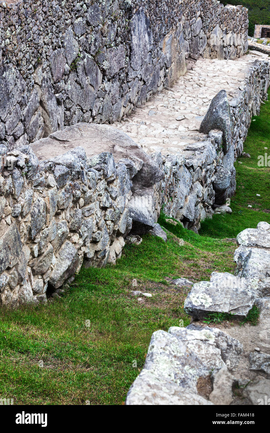 old stairs and stone wall in Machu Picchu Stock Photo - Alamy