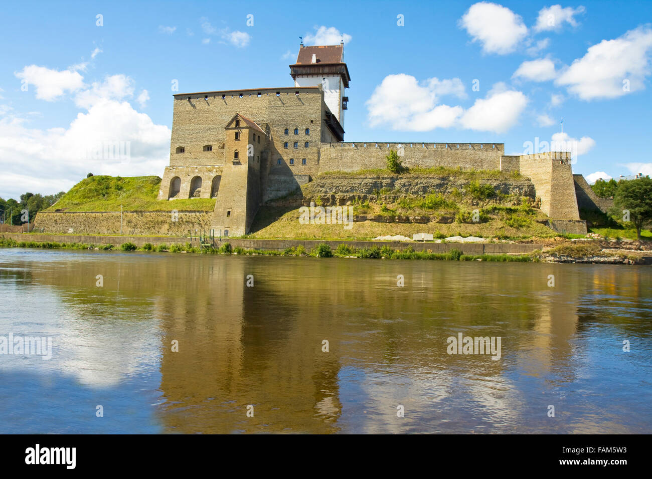 Narva, Estonia - July 21, 2013: middle ages castle in town Narva, Estonia. Stock Photo