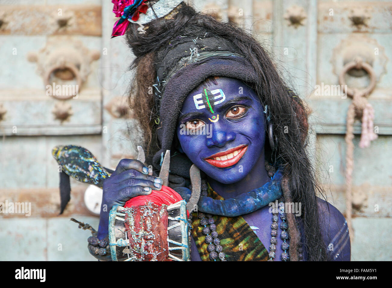 Young Shiva during Pushkar Fair in Pushkar, Rajasthan, India. Stock Photo