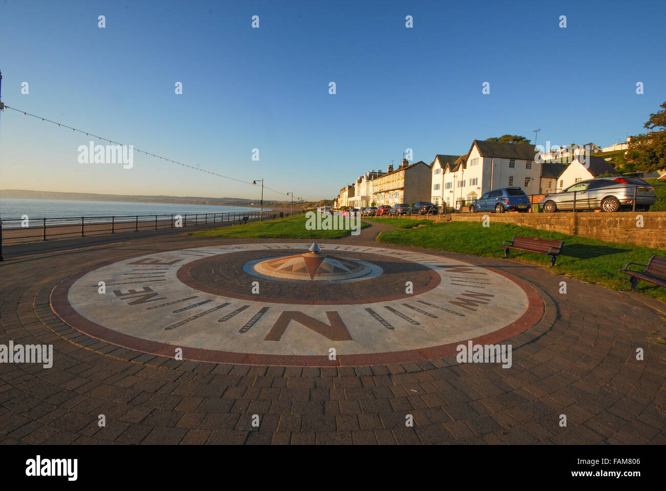filey compass rose fountain Stock Photo