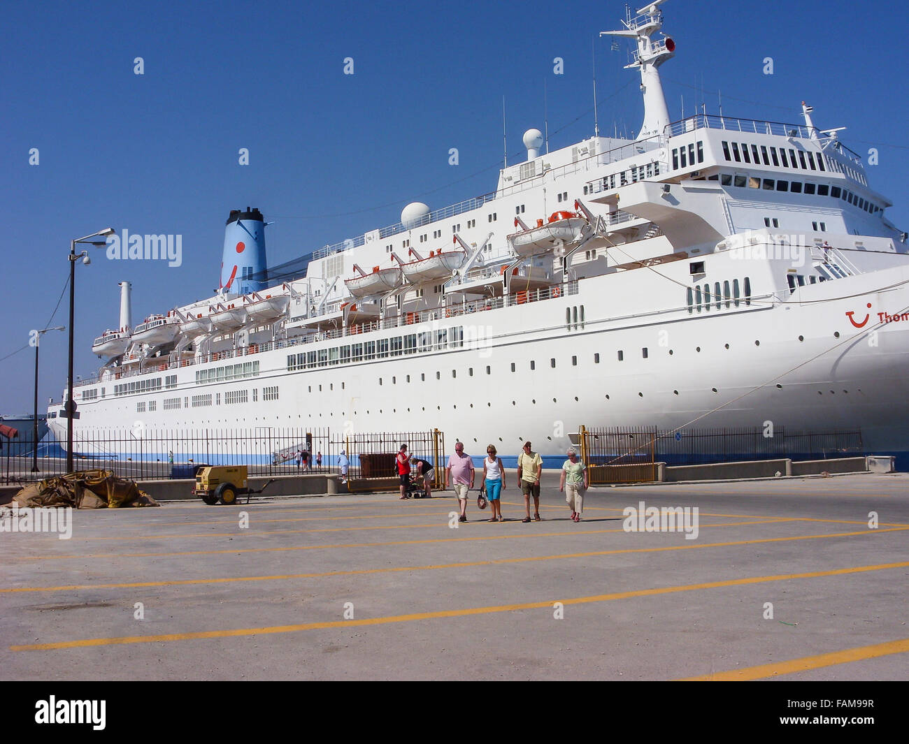Thomson celebration cruise ship docked at Old Rhodes Town Greece Stock Photo