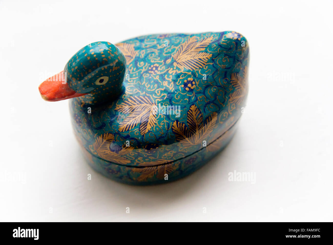 Ornamental wooden box in the shape of a duck Stock Photo