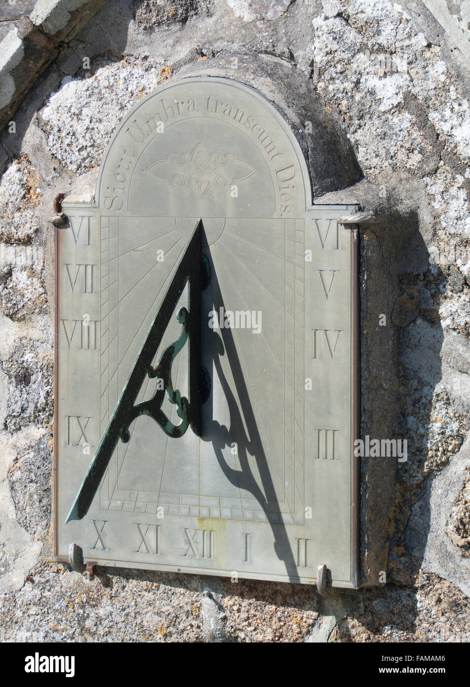Wall Mounted Sundial in Sunny Conditions, UK Stock Photo Alamy