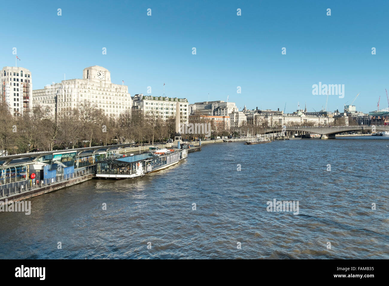 Buildings on the Embankment in London. Stock Photo