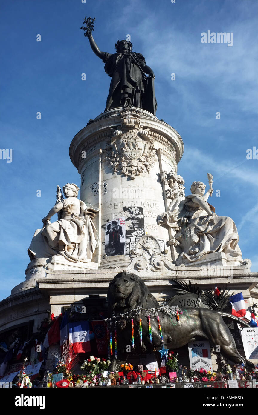 Statue at the Place de la Republique in Paris Stock Photo