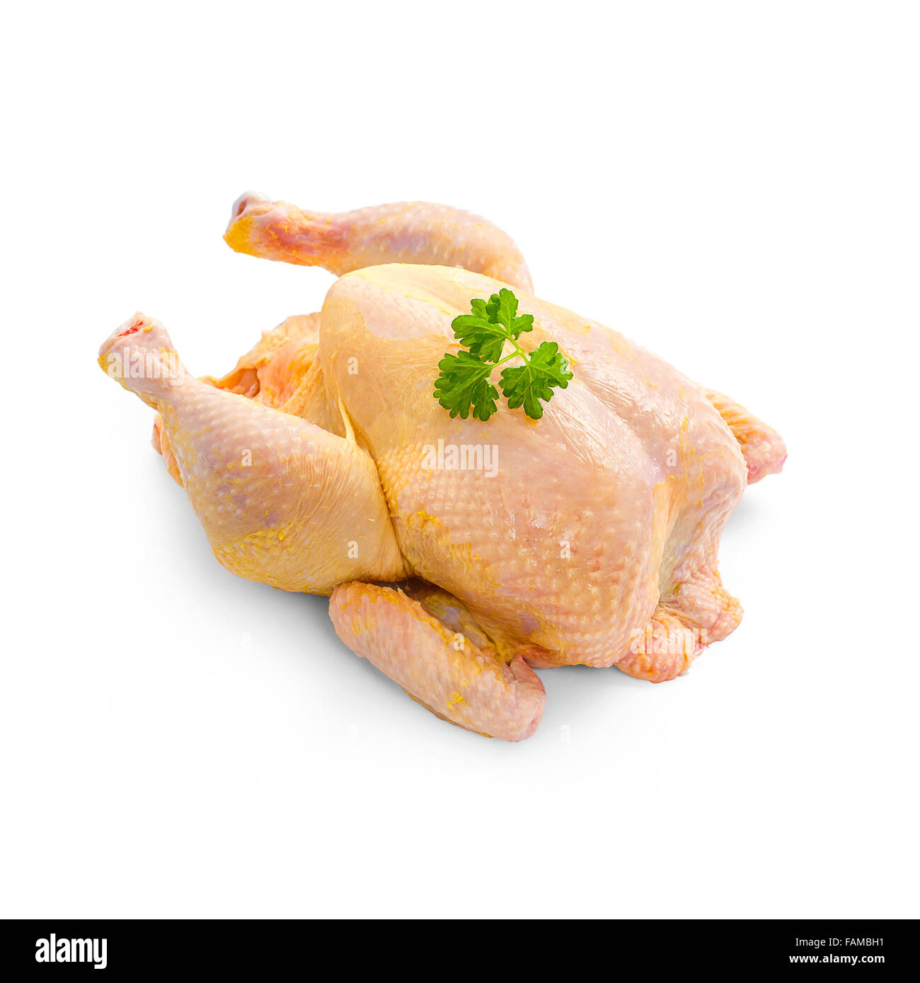 Corn-fed chicken on white background, top view Stock Photo - Alamy