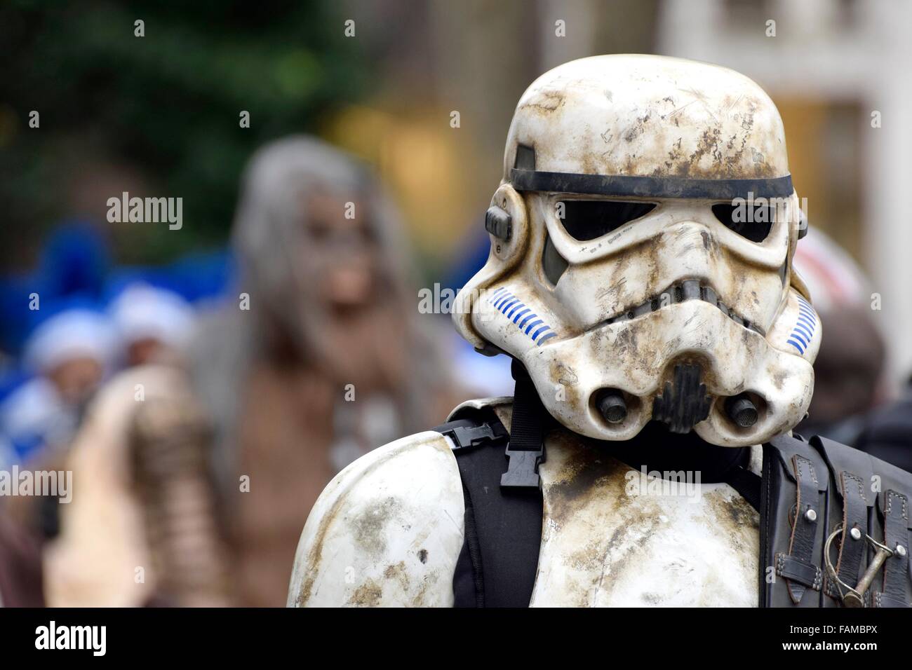 London, UK. 1st January, 2016. Star Wars Stormtrooper at the News Years Day Parade from Piccadilly to Parliament Square. Credit:  PjrNews/Alamy Live News Stock Photo