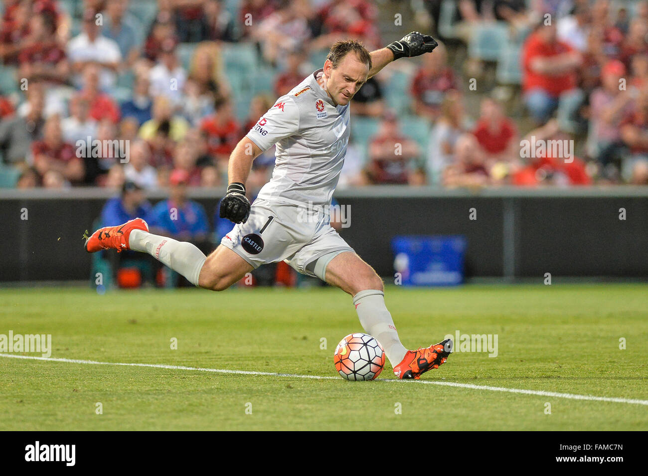 Pirtek Stadium, Sydney, Australia. 01st Jan, 2016. Hyundai A-League. Western Sydney versus Adelaide United. Adelaide captain and goalkeeper Eugene Galekovic. The game ended in a highly contested 0-0 draw. © Action Plus Sports/Alamy Live News Stock Photo