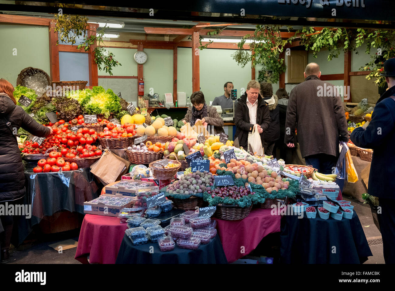Fresh produce on sale in Borough Market in London. Stock Photo