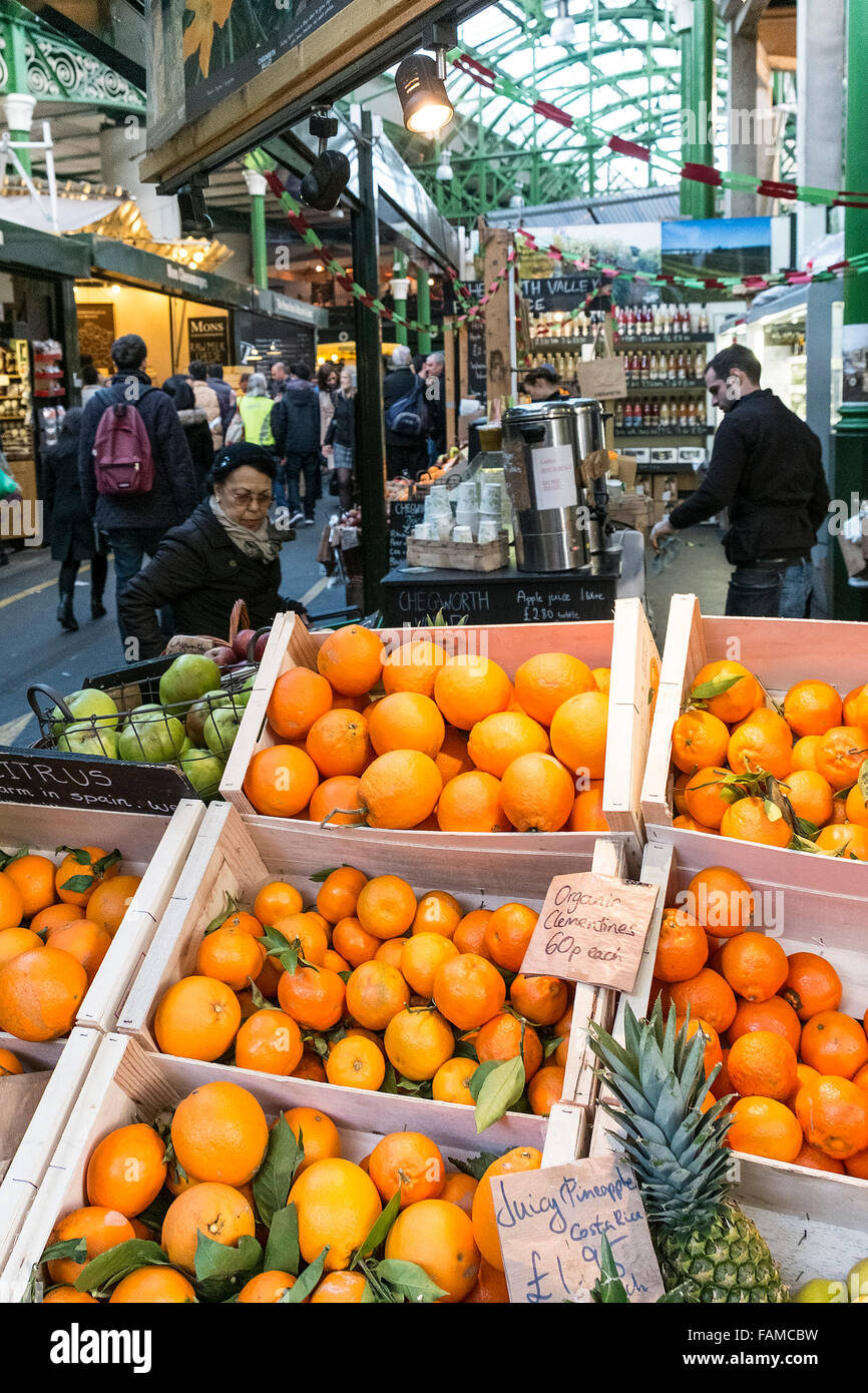 Produce on sale in Borough Market in London. Stock Photo