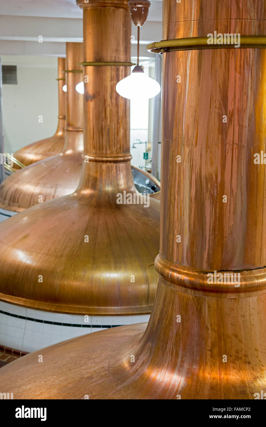 Golden, Colorado - Brew kettles at the Coors Brewery. Stock Photo