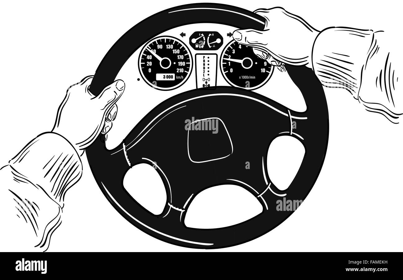 hands on the wheel. vector illustration Stock Vector