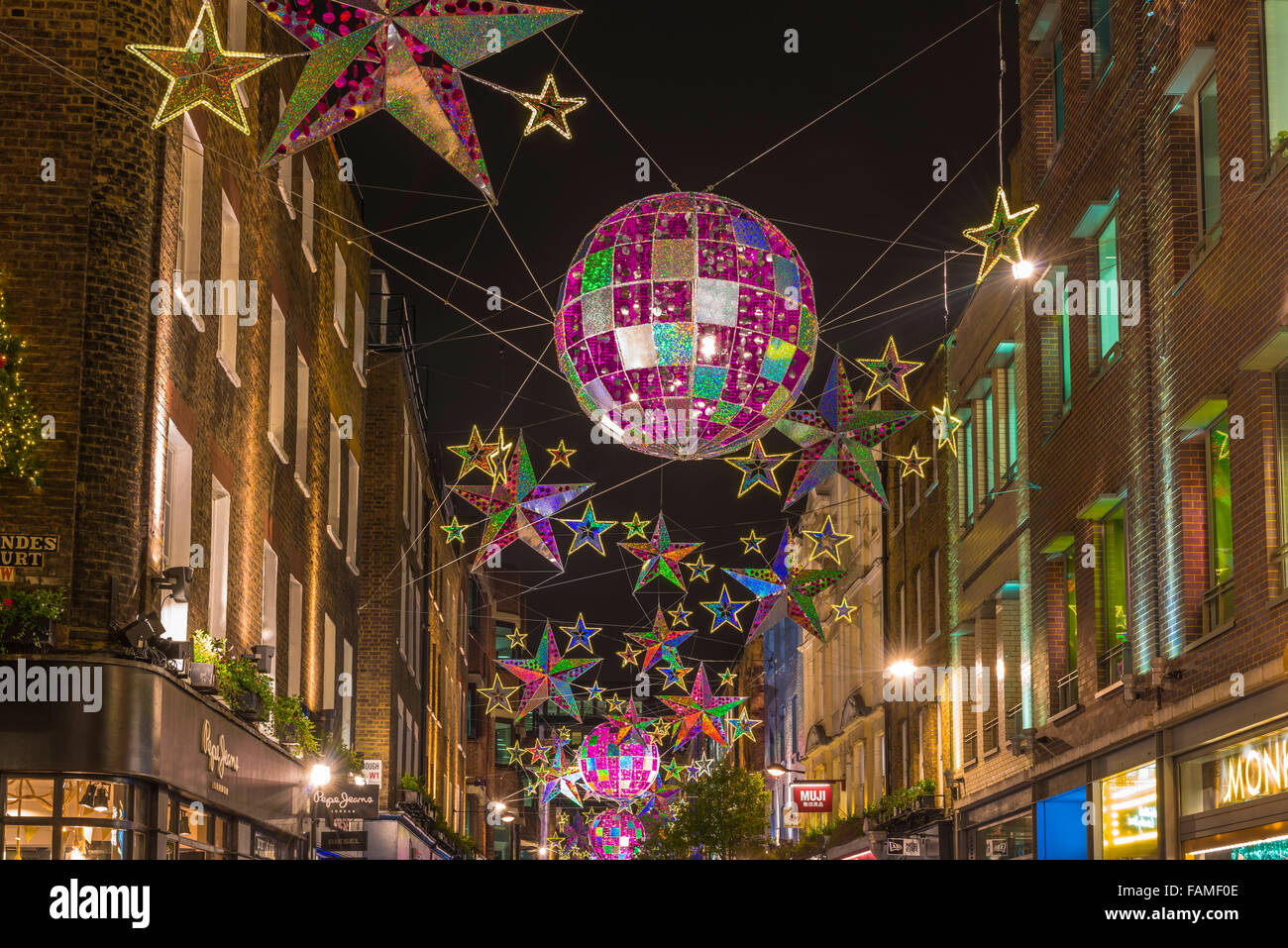 Christmas lights on Carnaby Street, London UK Stock Photo Alamy