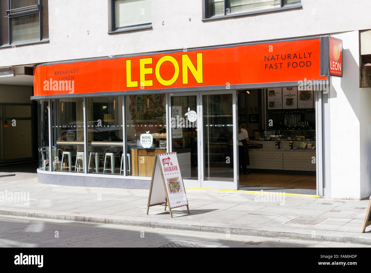 A branch of Leon in Cowcross Street, London. Stock Photo