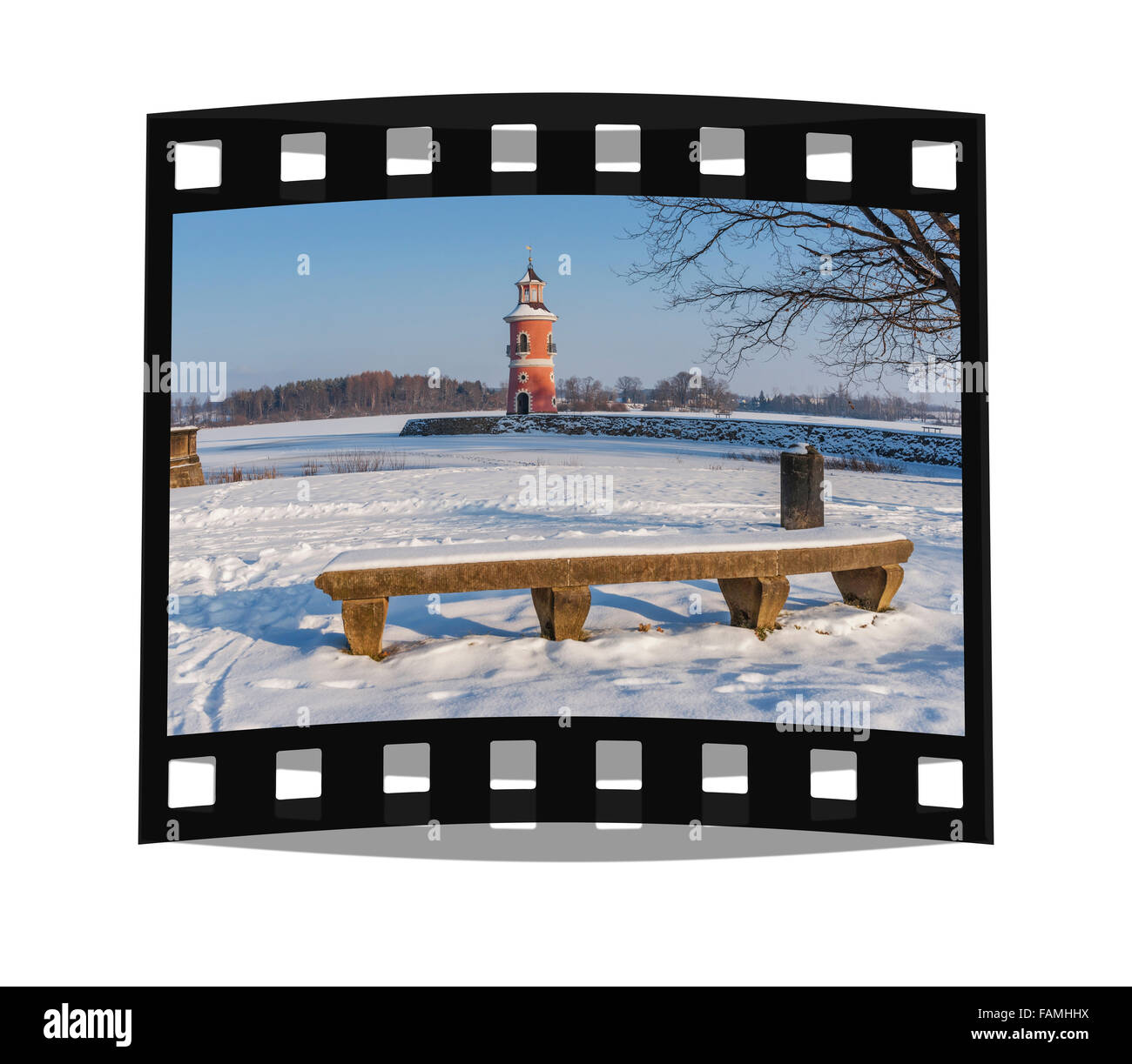 The lighthouse in Moritzburg near Dresden, administrative district Meissen, Saxony, Germany, Europe Stock Photo