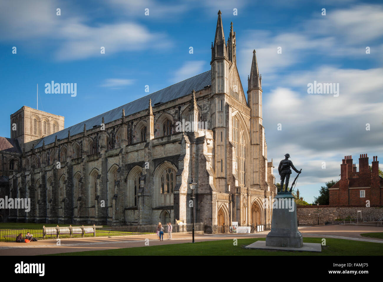 Summer afternoon at Winchester Cathedral. Stock Photo