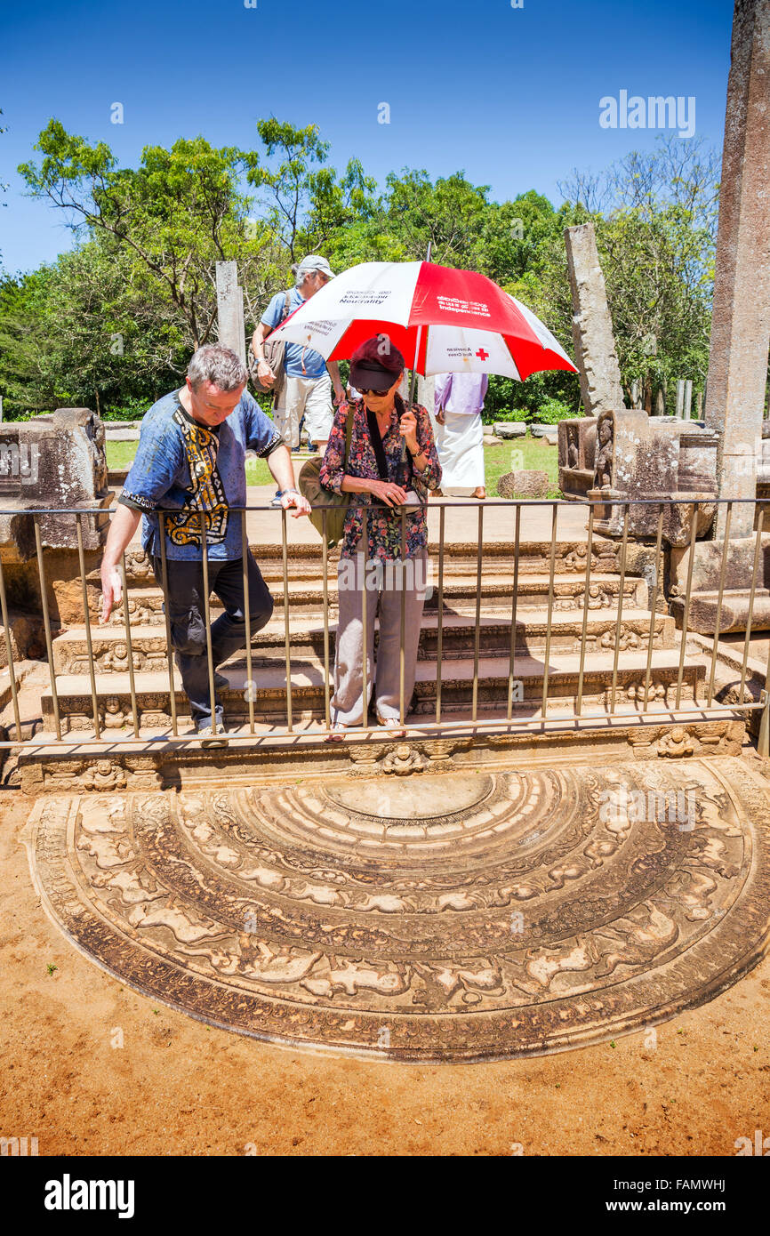 Sacred City Of Anuradhapura Moonstone And Stairs At The Abhayagiri