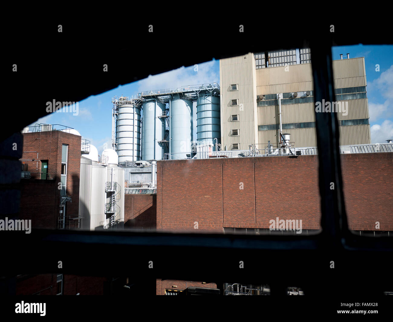 Exterior of Guinness Storehouse, Dublin, Ireland showing storage tanks