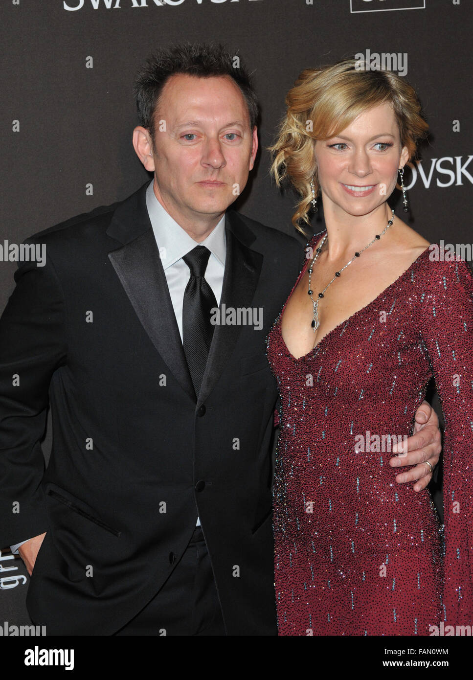 LOS ANGELES, CA - FEBRUARY 25, 2010: 'True Blood' star Carrie Preston & husband 'Lost' star Michael Emerson at the 12th Annual Costume Designers Guild Awards at the Beverly Hilton Hotel. Stock Photo