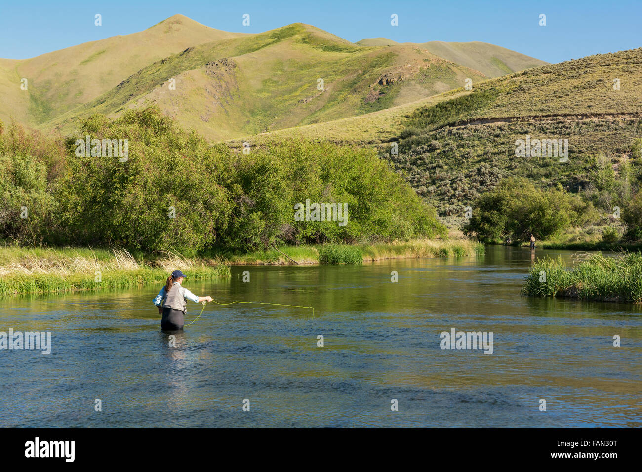 Idaho, Bellevue, Silver Creek Preserve, woman female fly fisherwoman