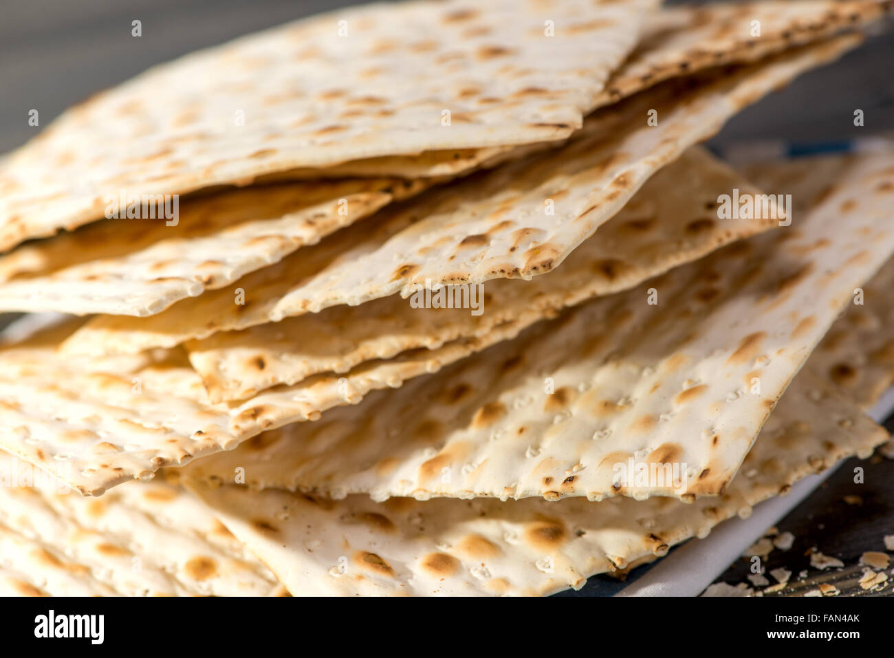 Matzah - An unleavened bread, traditionally eaten by Jews during the Passover festival Stock Photo