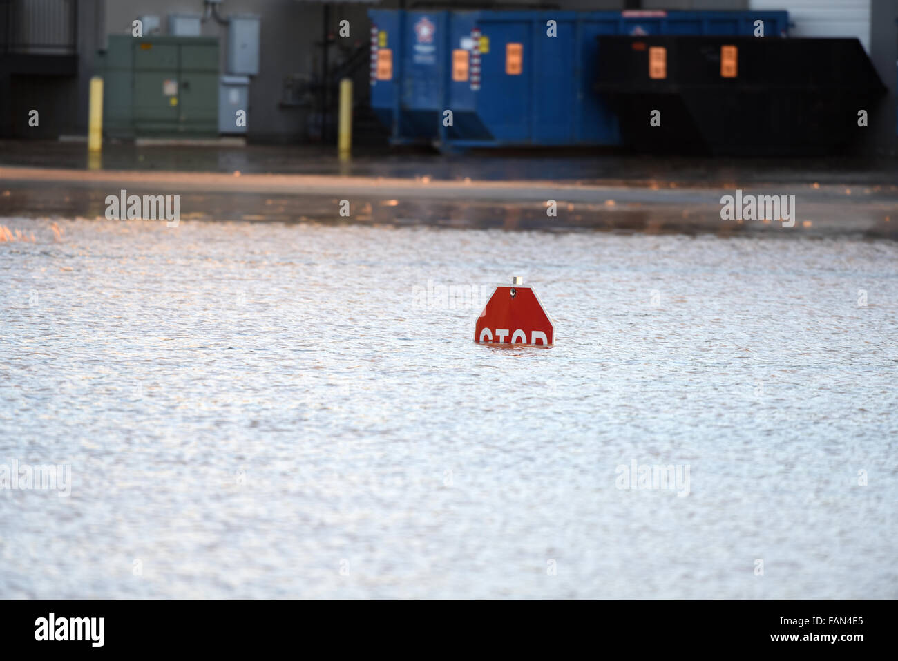 Valley Park, Missouri, USA. 1st January, 2016. Flood waters near the Meramec River submerged