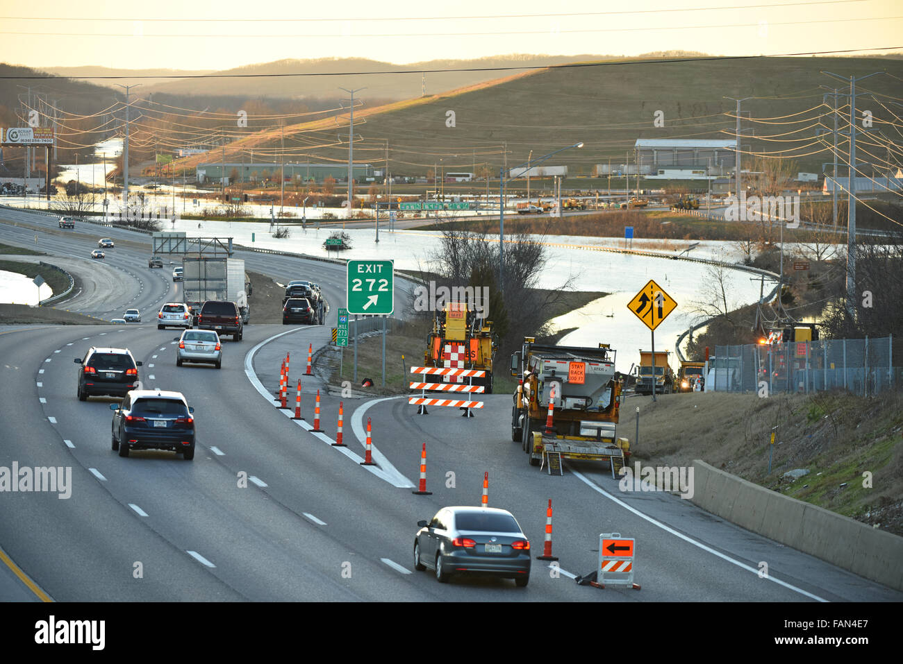Valley Park, Missouri, USA. 1st January, 2016. Flood waters closed