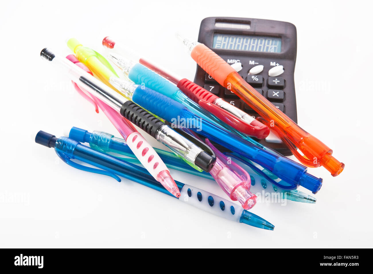 Back to school supplies on white background Stock Photo - Alamy