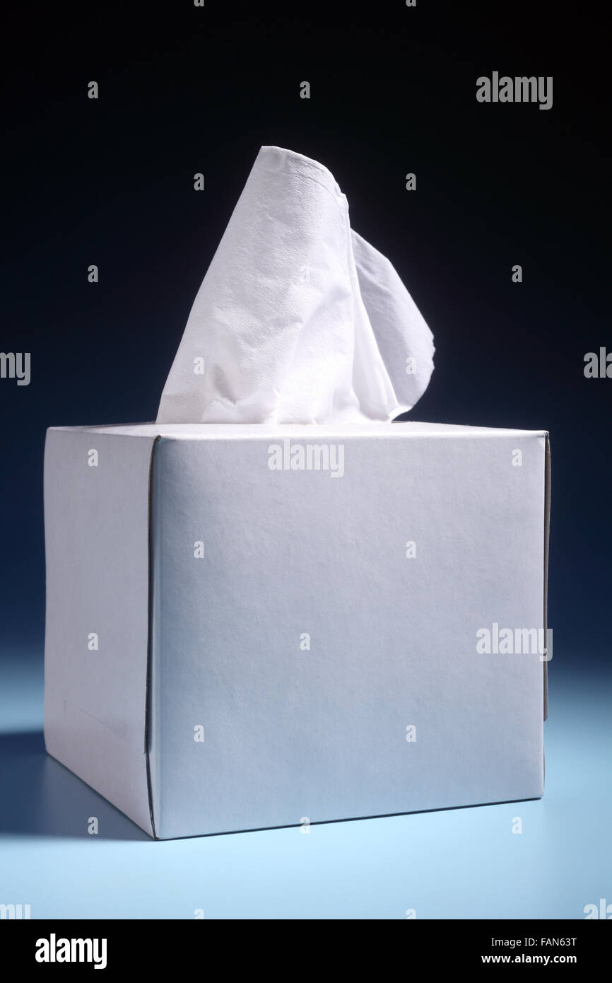 tissue paper box on the blue background Stock Photo - Alamy