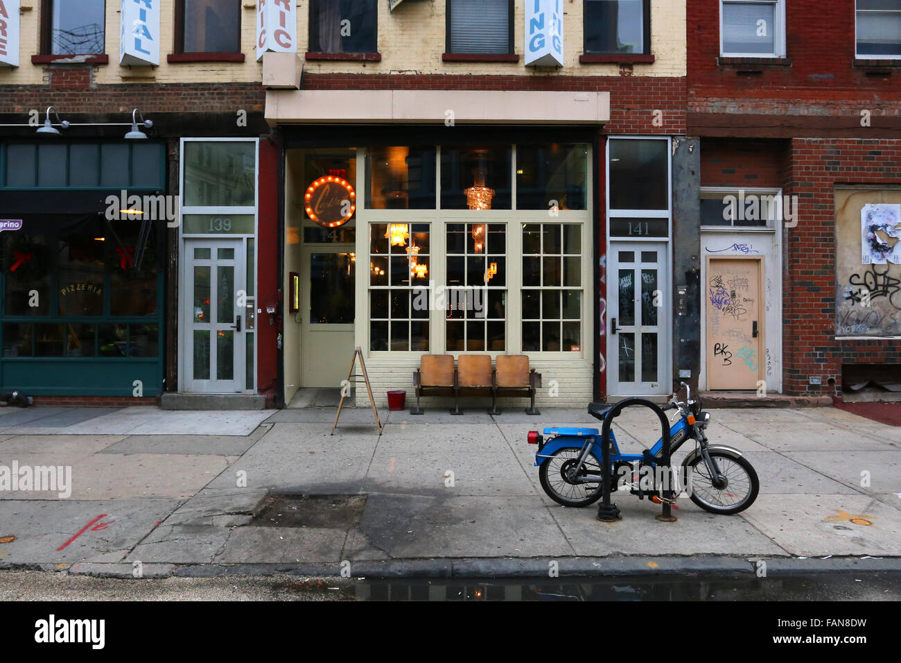 OTB, 141 Broadway, Brooklyn, NY. exterior storefront of a cocktail bar