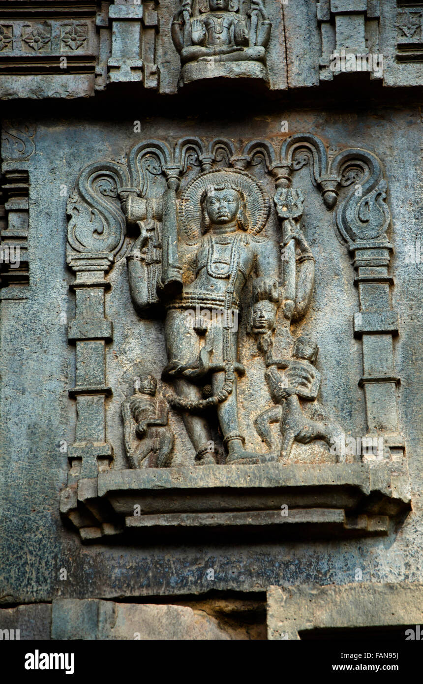 Carved exterior view of Kopeshwar Temple, Khidrapur, Maharashtra, India Stock Photo