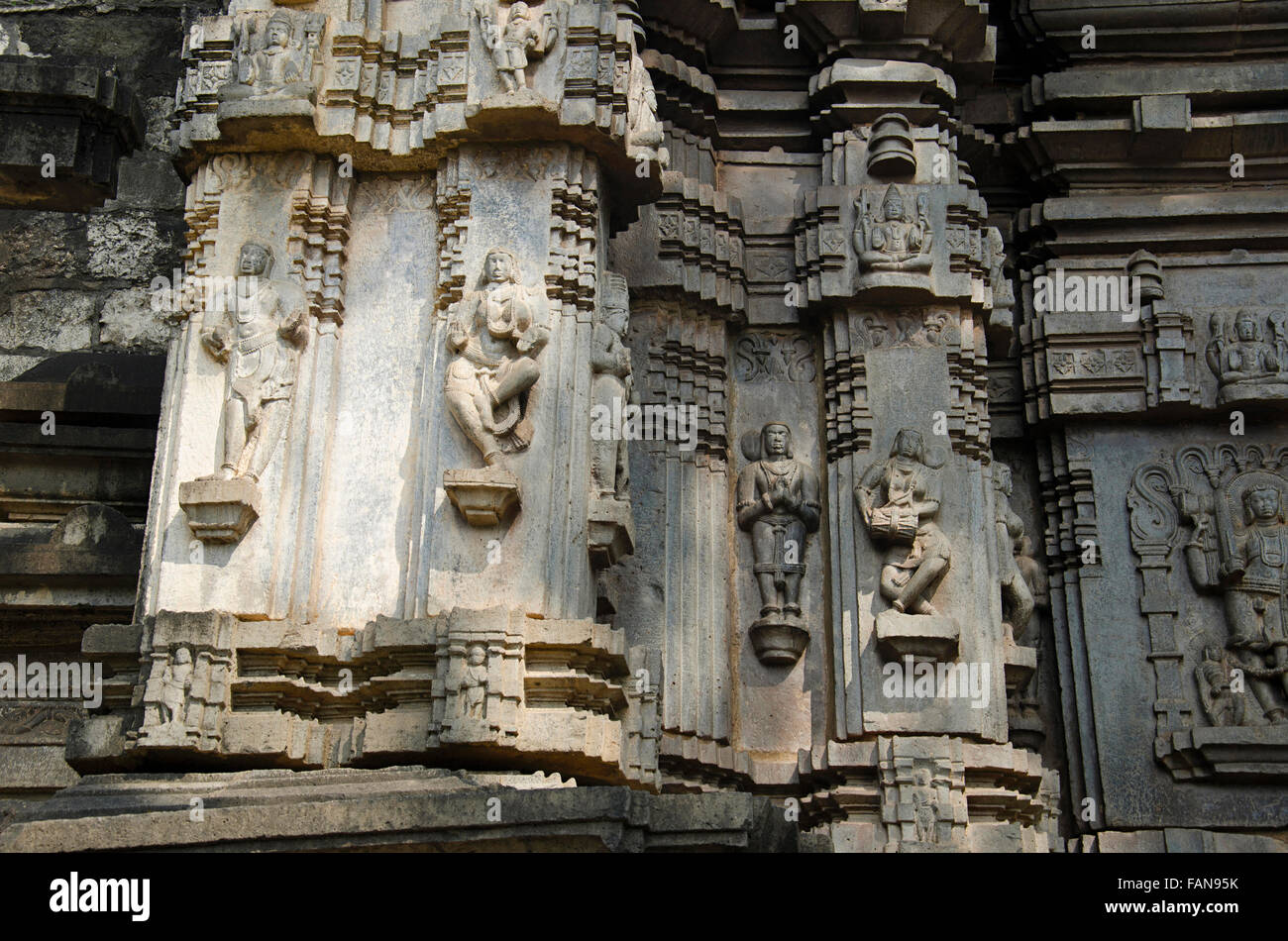 Exterior view of Kopeshwar Temple with carved sculptures, Khidrapur, Maharashtra, India Stock Photo