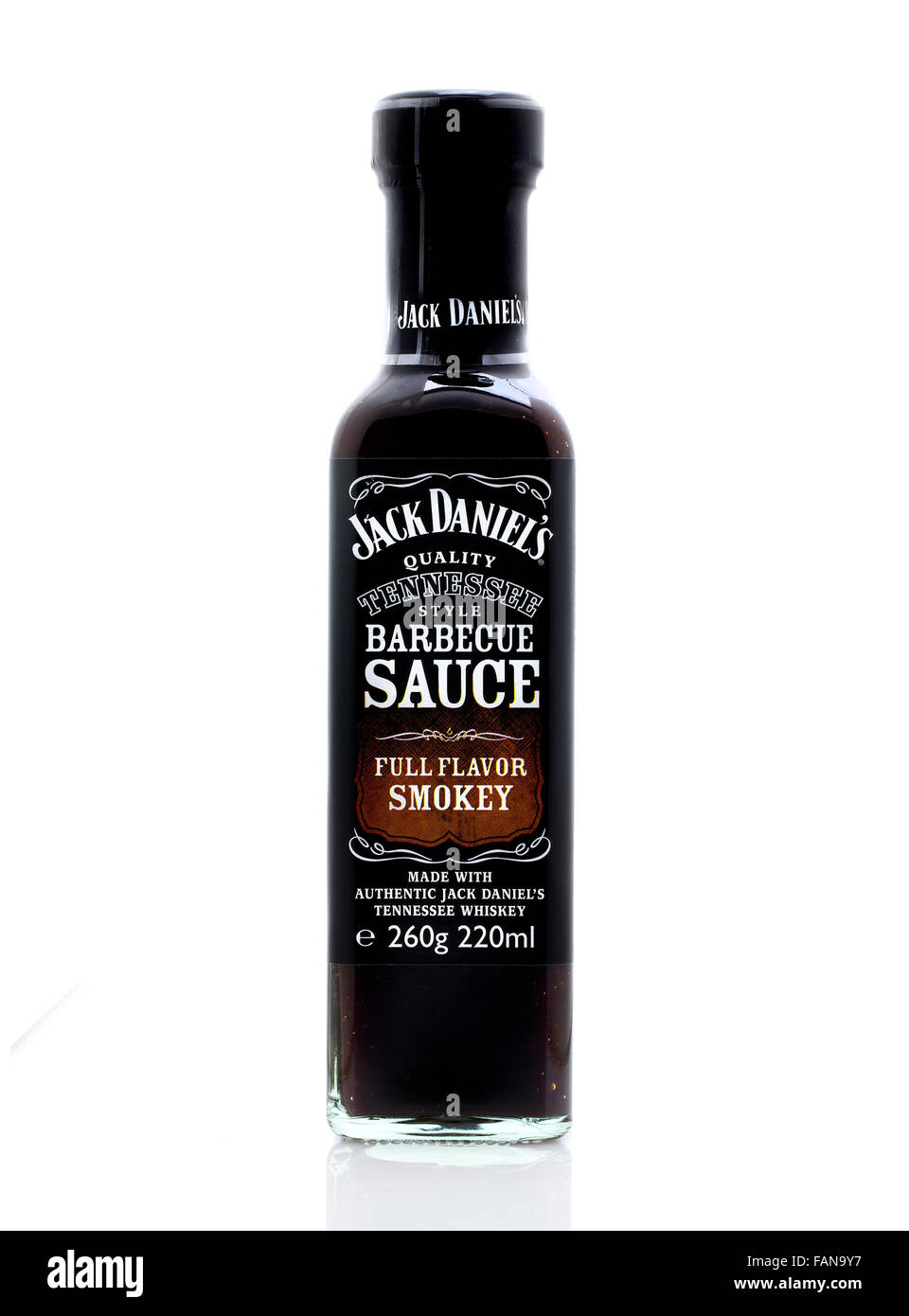 Jack Daniels Tennessee Full Flavor Barbecue Sauce on a white background Stock Photo