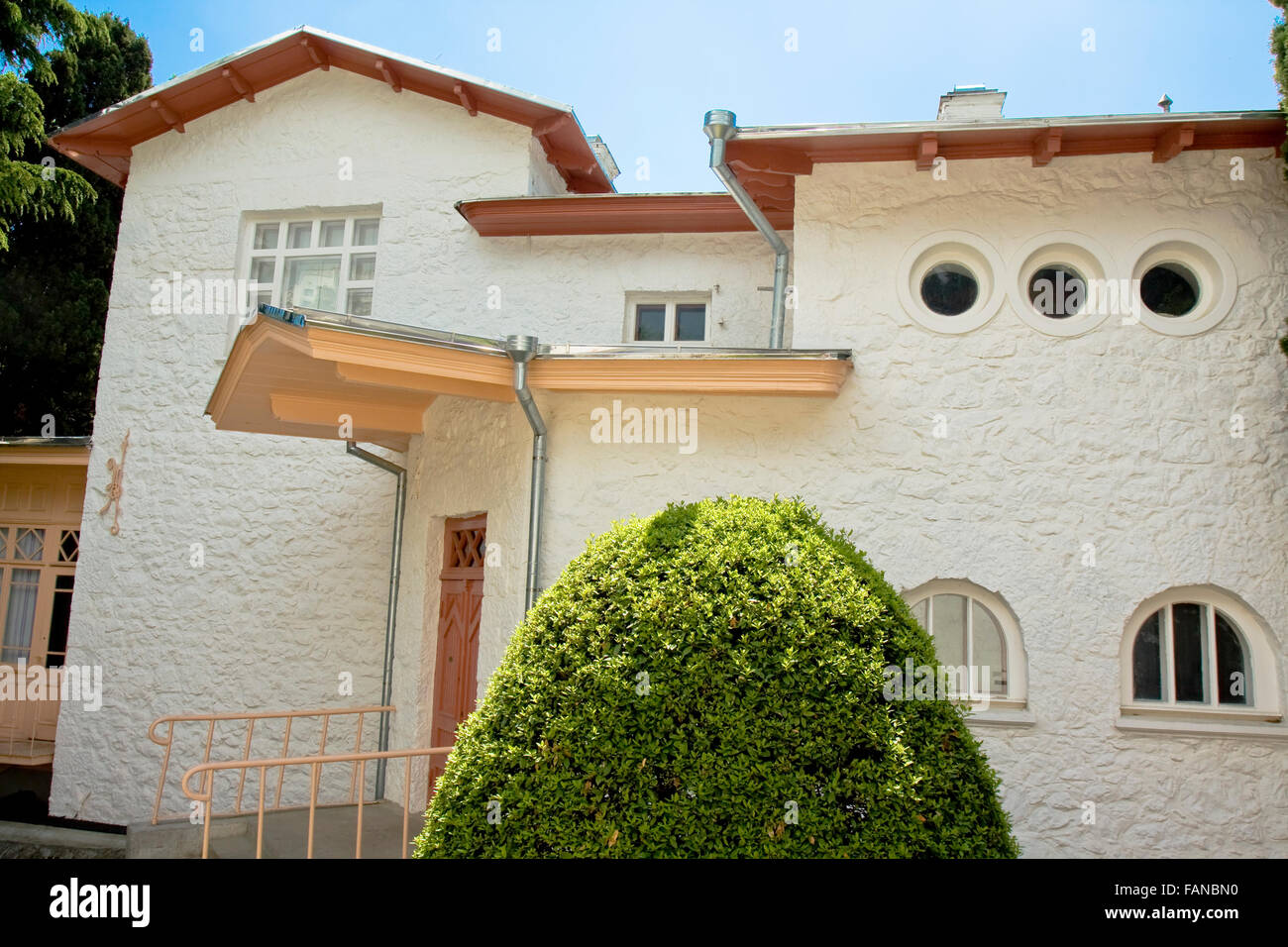 YALTA, UKRAINE - MAY 17: house-museum of Chekhov, where he lived in 1898-1904, May 17, 2012, in town Yalta, Ukraine, has been op Stock Photo