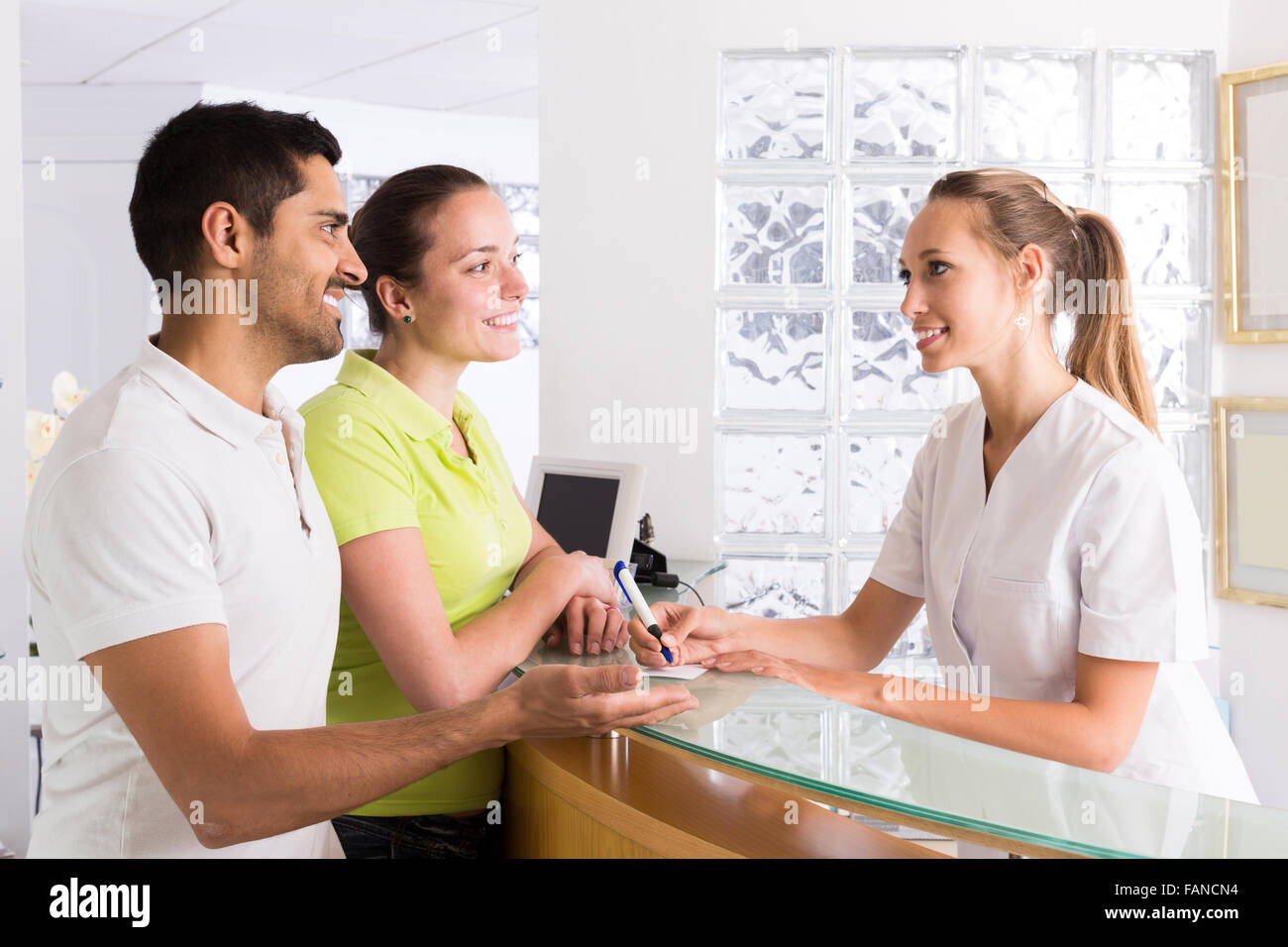 Young russian couple patients visiting clinic family planning Stock Photo