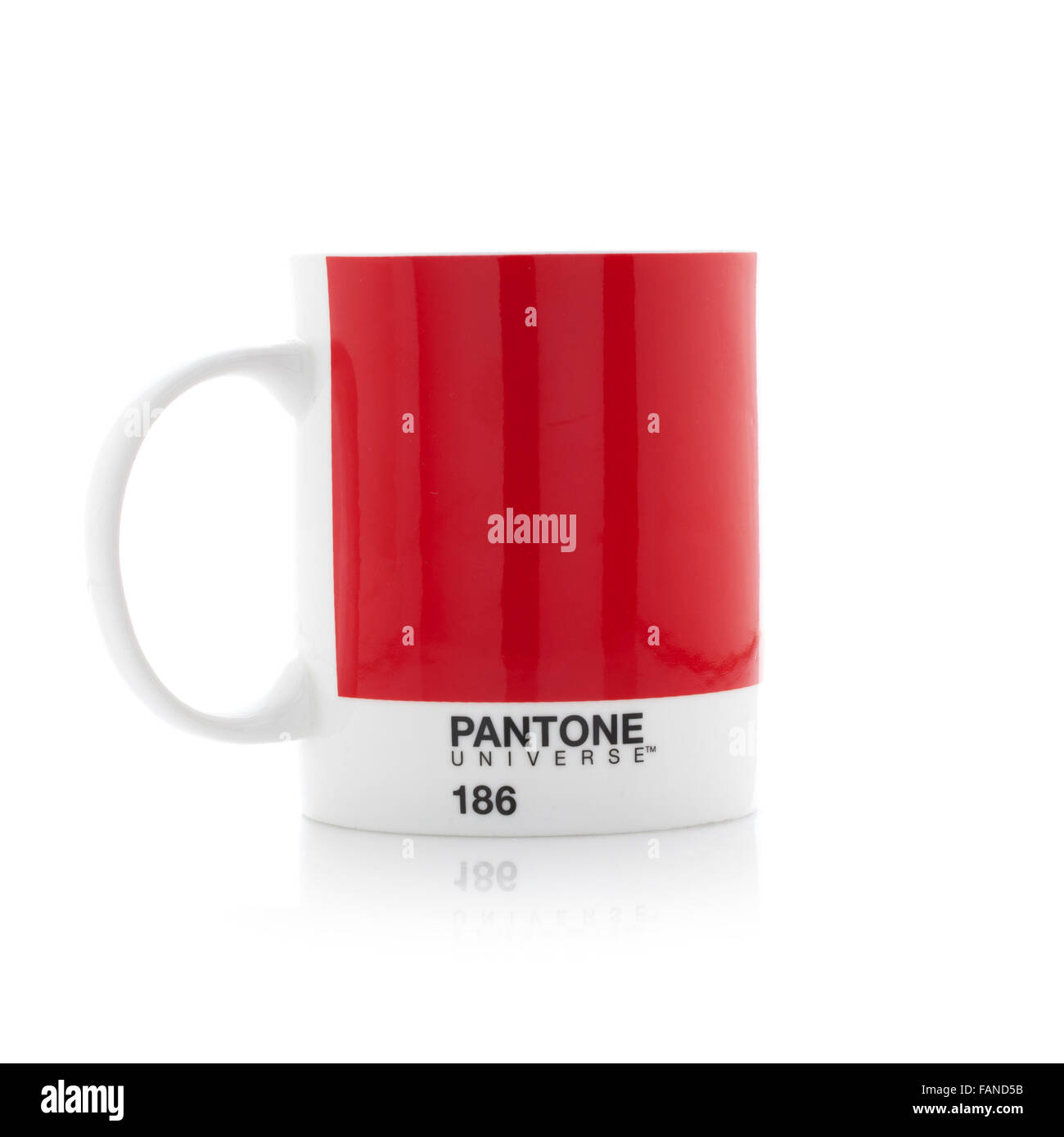Pantone Universe 186 Mug on a white background Stock Photo