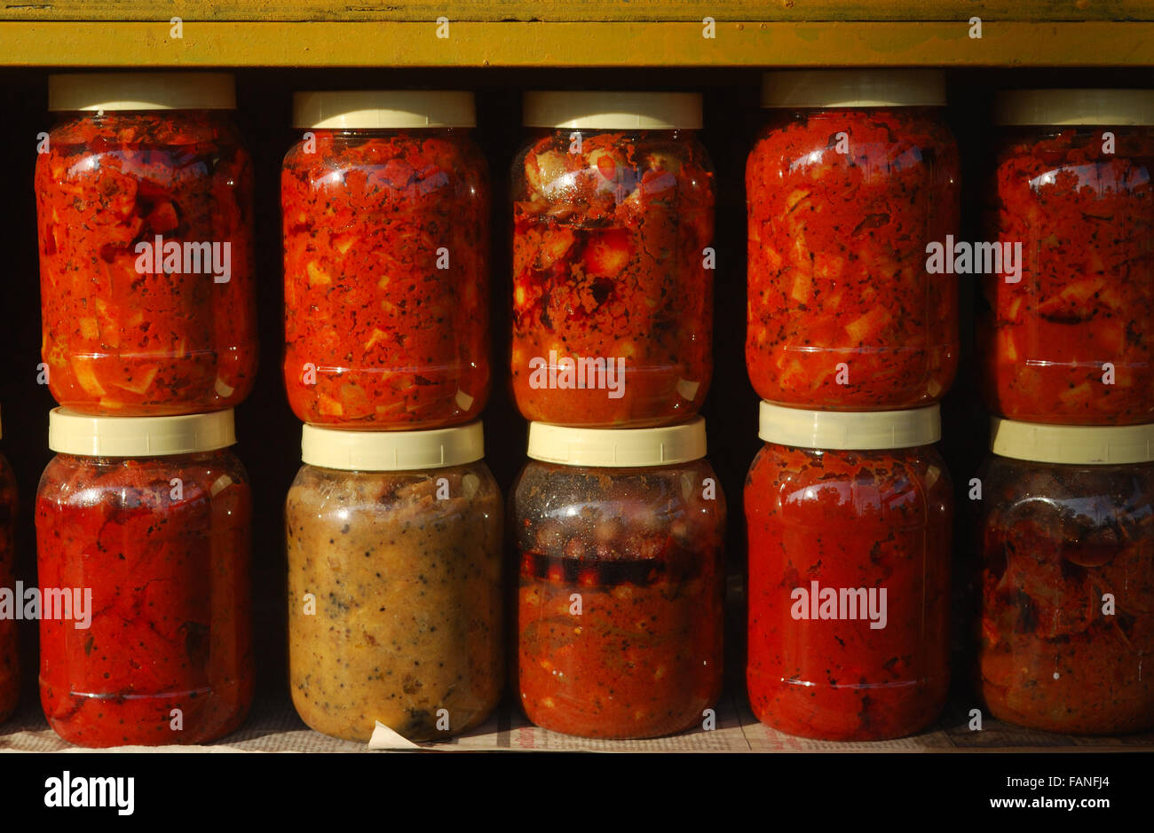 pickles in glass jars kerala india Stock Photo Alamy