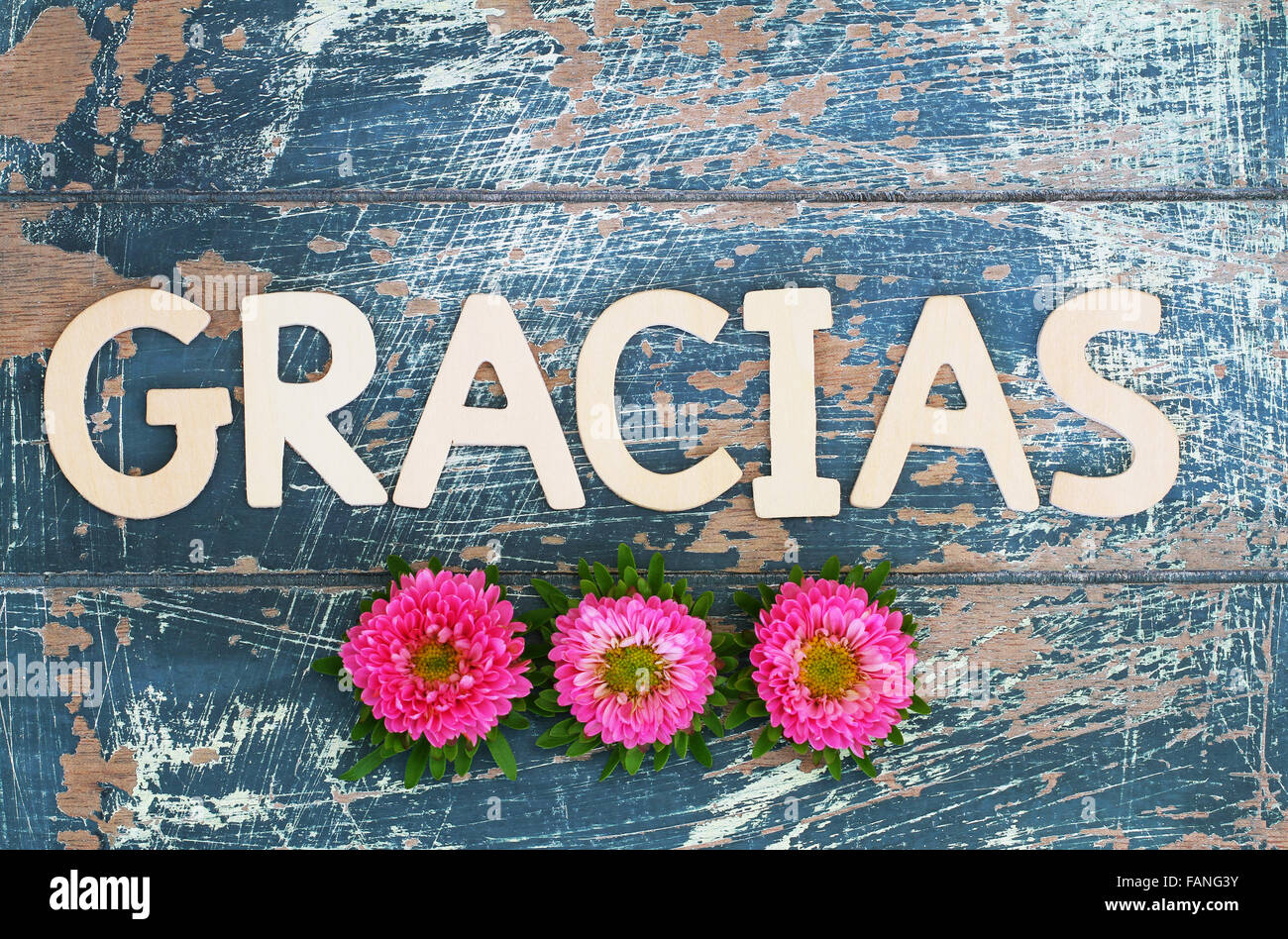 Gracias thank You In Spanish Written With Wooden Letters And Pink