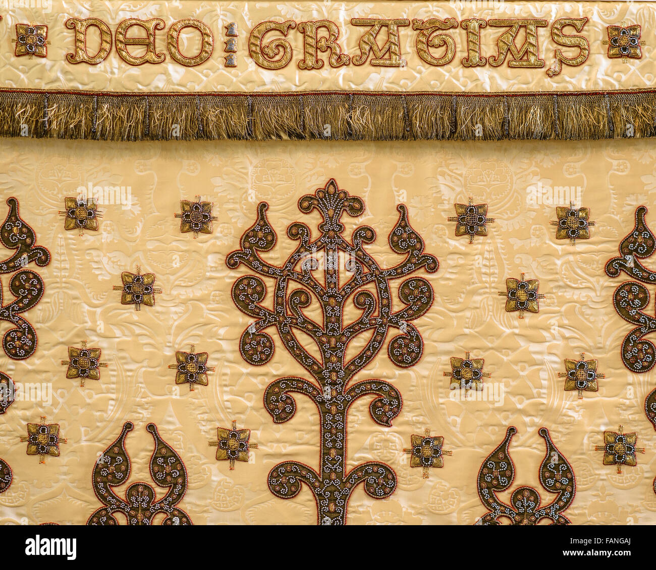 Altar cloth at Ely cathedral, England, whose construction was started