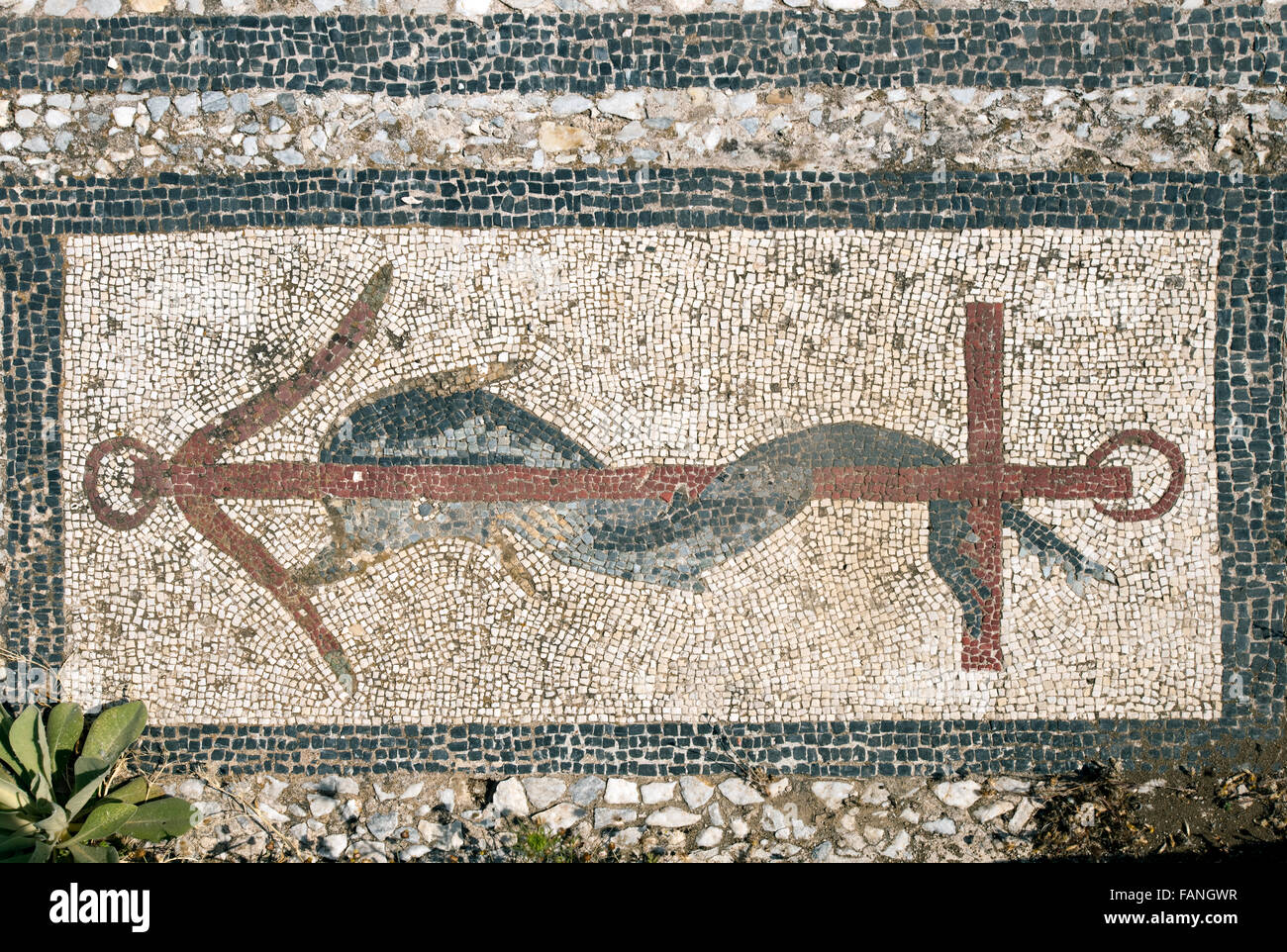 Griechenland, Kykladen, Mykonos, Delos, DelphinMosaik im Haus des