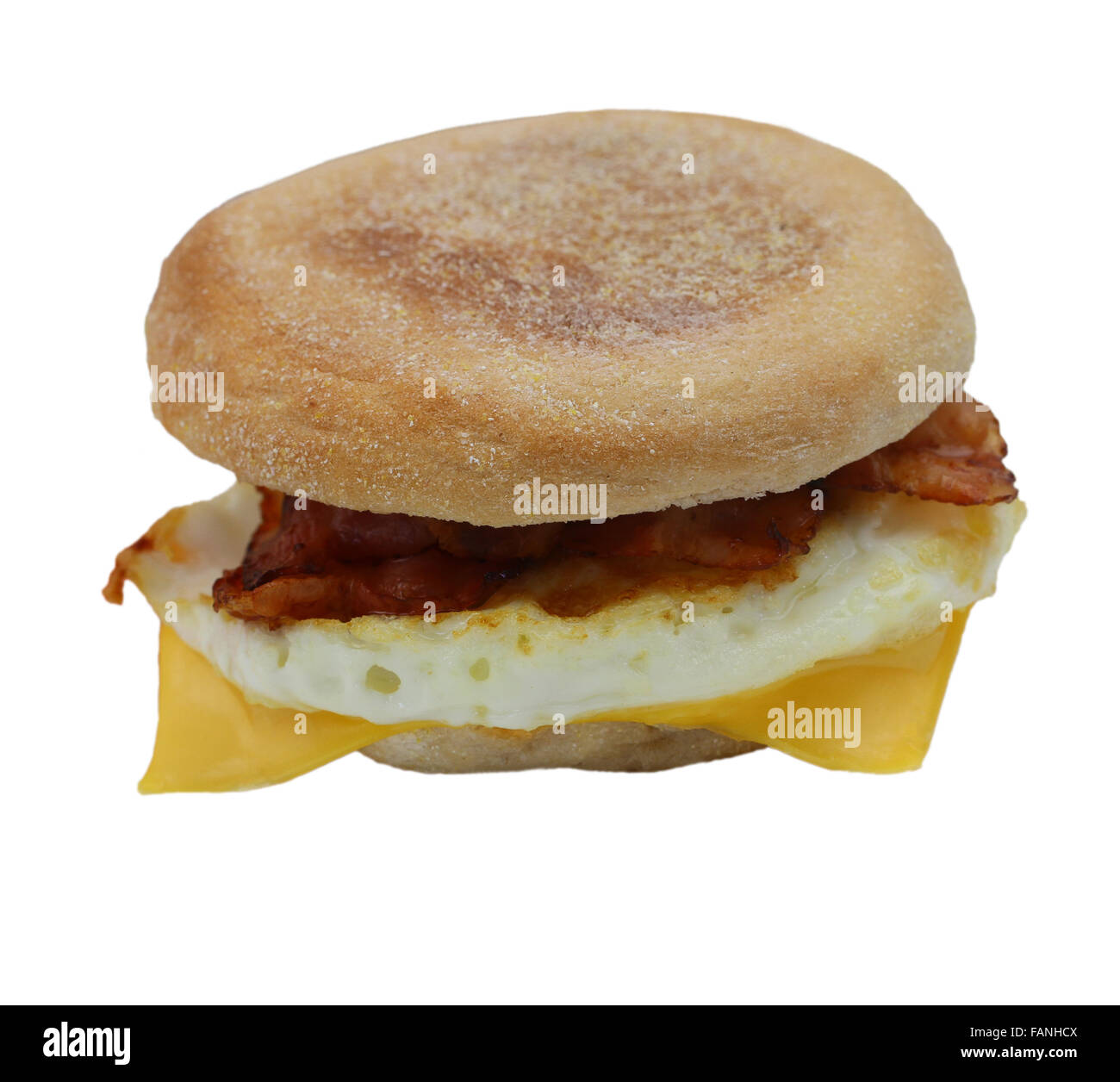 Egg and bacon muffin isolated on white Stock Photo