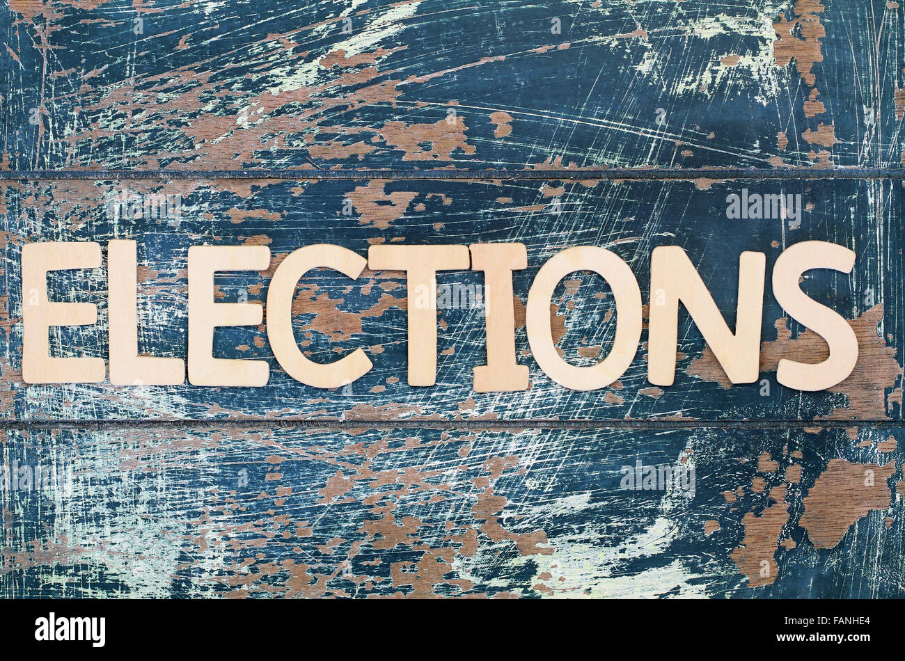 Word elections written with wooden letter on rustic surface Stock Photo ...