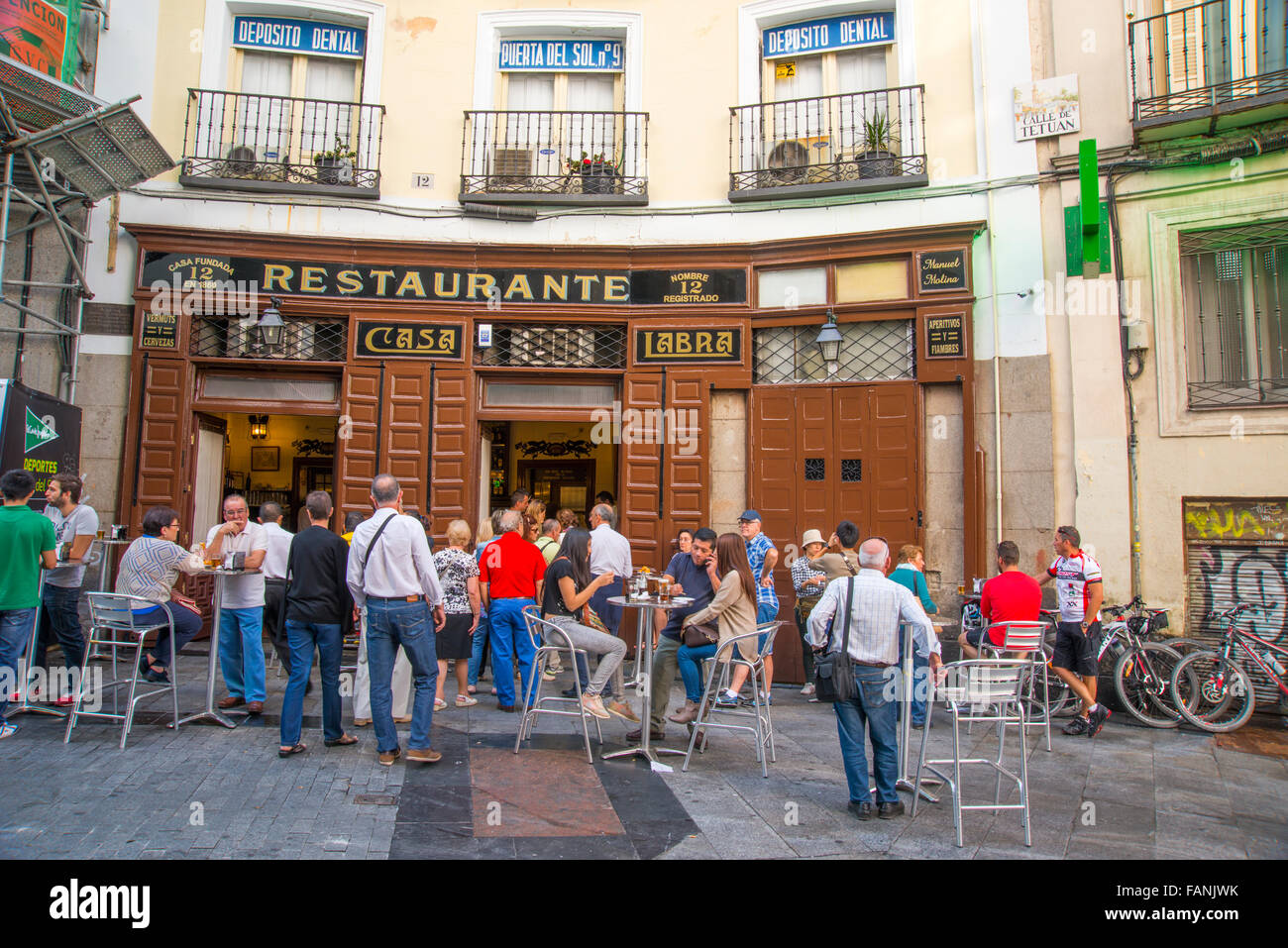 Facade of Casa Labra restaurant. Madrid, Spain. Stock Photo
