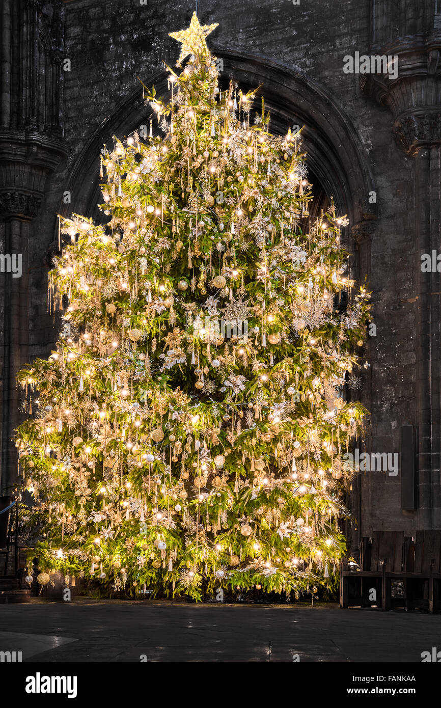 Christmas tree at Ely cathedral, Englandl, England, whose construction